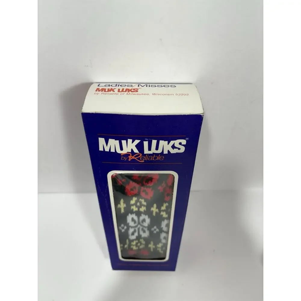 MUK LUKS Women’s Sox Socks Black White Yellow White‎ Pattern Cozy Medium NEW